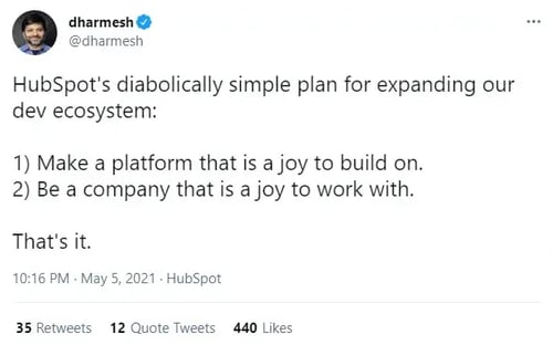 dharmesh-on-Twitter-HubSpot-s-diabolically-simple-plan-for-expanding-our-dev-ecosystem-1-Make-a-platform-that-is-a-joy-to-build-on-2-Be-a-company-that-is-a-joy-to-work-with-That-s-it-Twitter.png