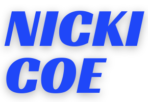 Royal blue capital letters reading 
