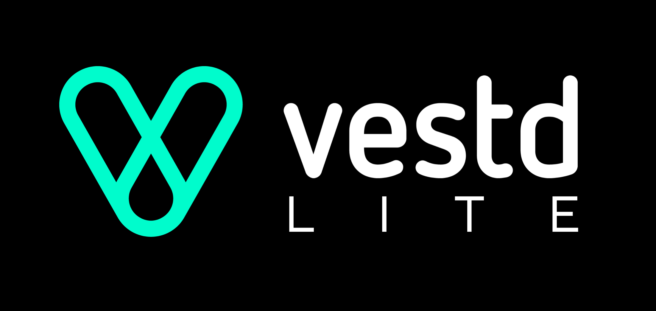 Vestd Lite logo - white on black